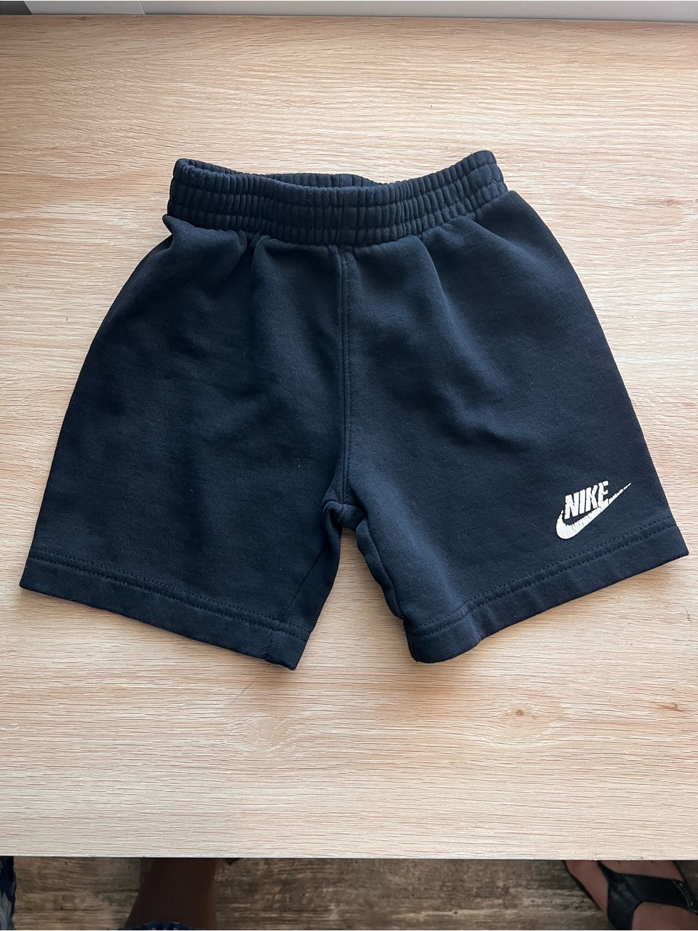 Nike Black Kids Fleece Shorts with White Swoosh